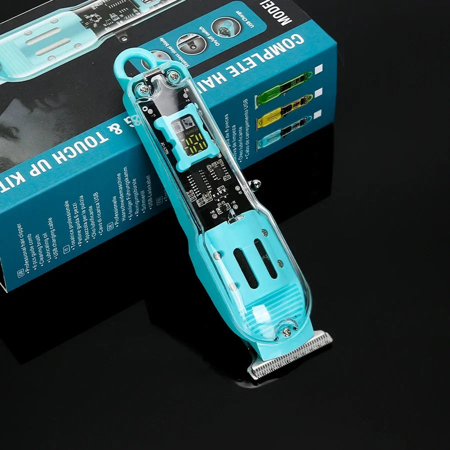 Premium Professional Hair Trimmer with Crystal-Clear Transparent Body & Smart LED Display