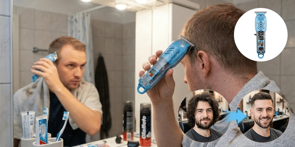 Premium Professional Hair Trimmer with Crystal-Clear Transparent Body & Smart LED Display