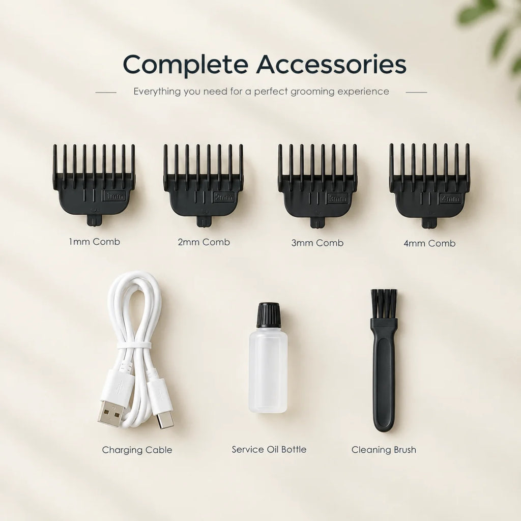 Premium Professional Hair Trimmer with Crystal-Clear Transparent Body & Smart LED Display